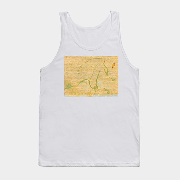 Parchment Splash Scribble and Leaf Tank Top by Tovers